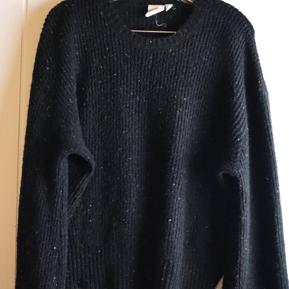 White Crow Black Speckled Chunky Sweater Cuff Sleeves Womens Large